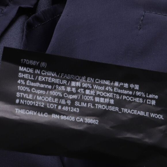 Theory High-Rise Tailored Trousers in Navy Blue Wool - Picture 5 of 5